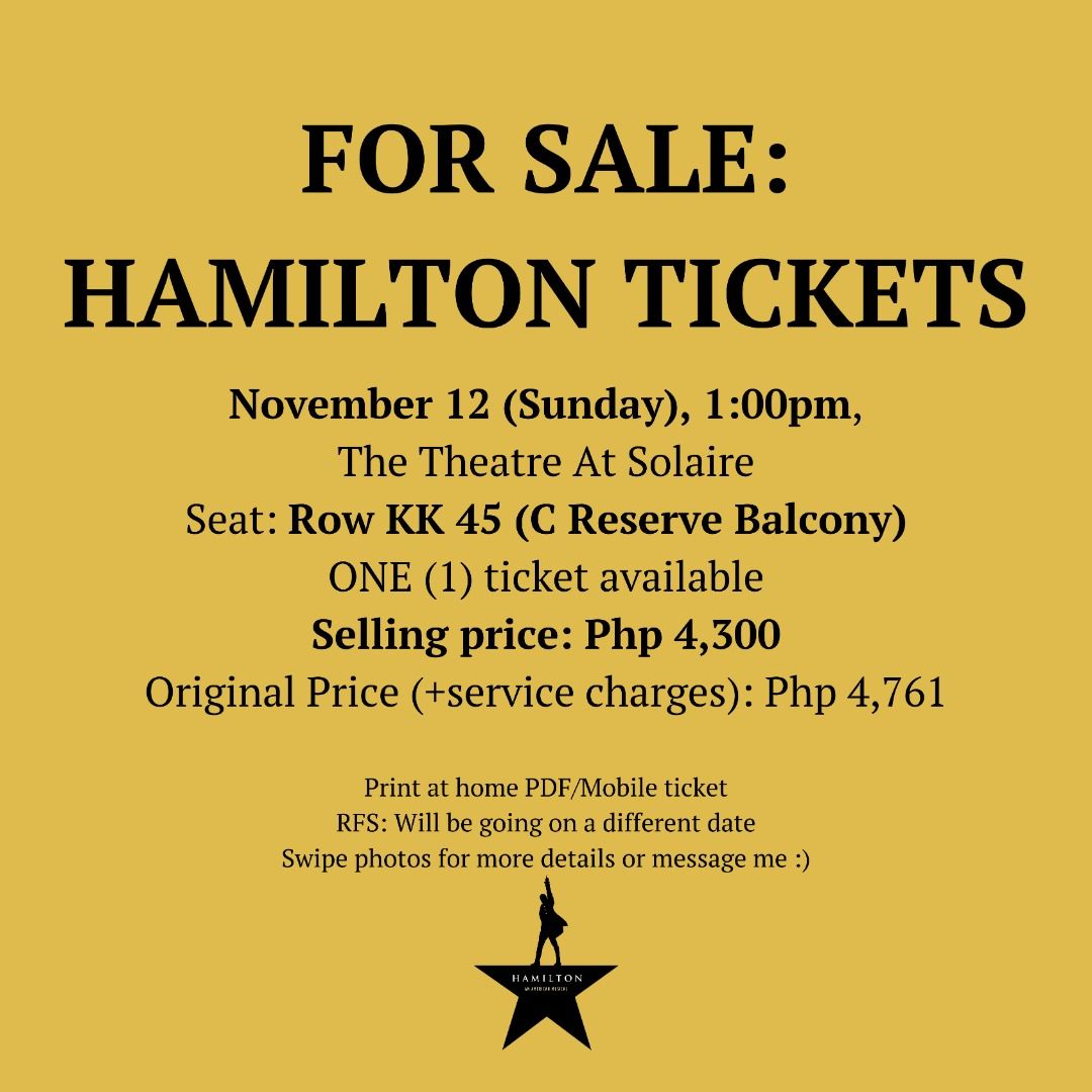 Hamilton discount price tickets