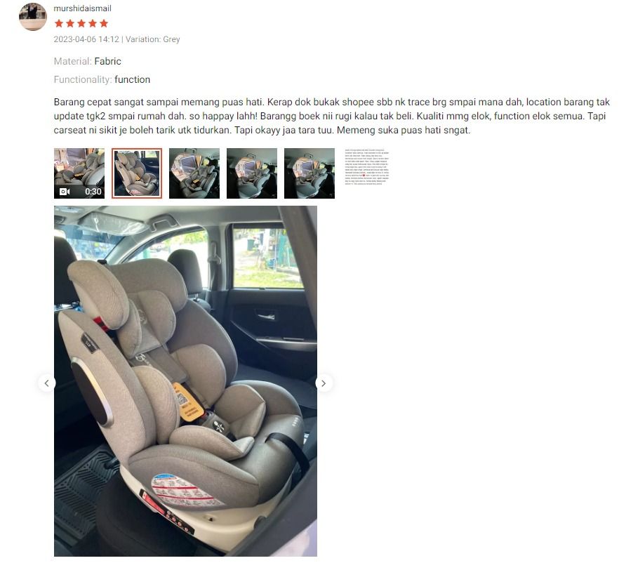 HAPPYBE 360 SWIVEL ISOFIX Carseat Fabric Baby Newborn to 12 Years Old EC ECE CERTIFIED Extra Safe Approved Car Seat