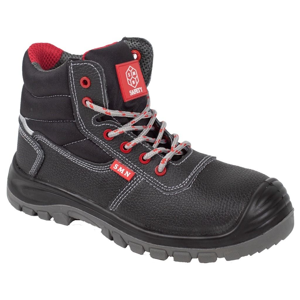 Red and black shop steel toe shoes