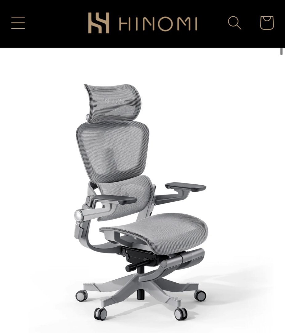 Hinomi H1 Pro Ergonomic Office Chair (ExtraHigh, Grey), Furniture