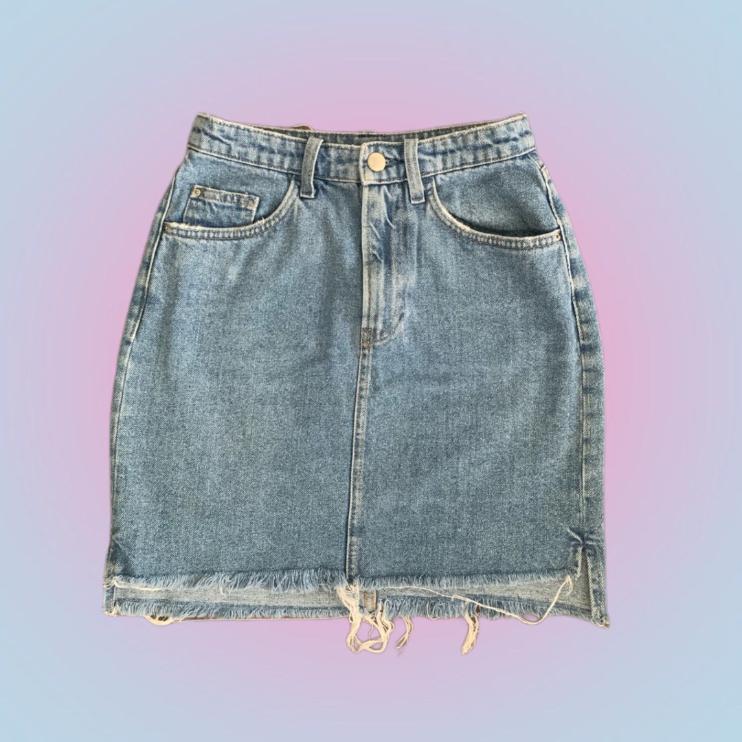 Distressed denim store skirt h&m