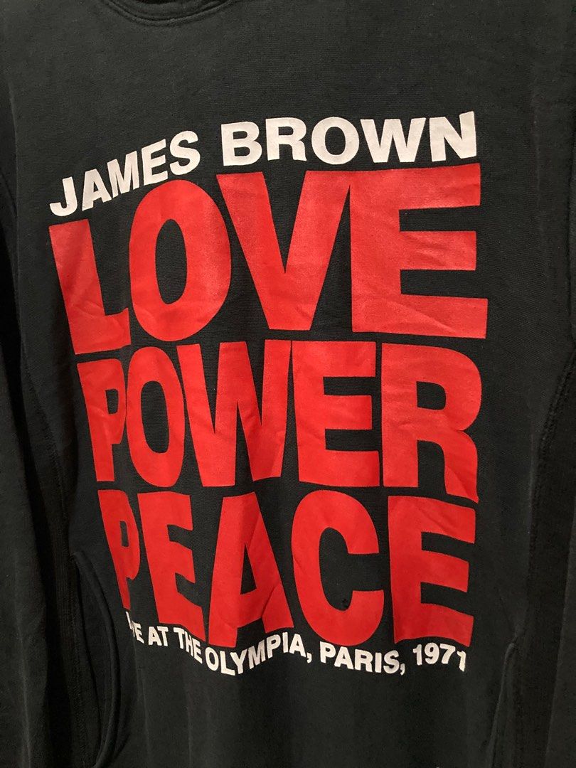 hoodie supreme james brown love power peace, Fesyen Pria, Pakaian