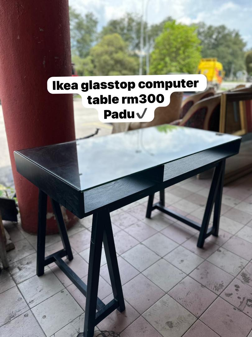 IKEA GLASSTOP COMPUTER TABLE, Furniture & Home Living, Furniture