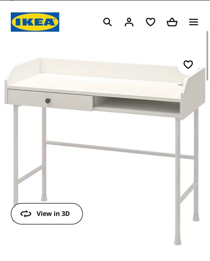 Ikea HAUGA study table white, Furniture & Home Living, Furniture