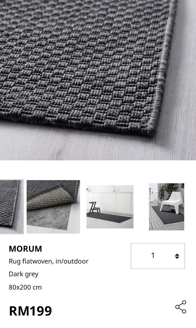 MORUM Rug flatwoven, in/outdoor, indoor/outdoor dark gray - IKEA