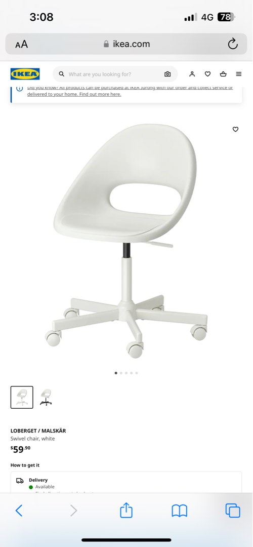 IKEA Swivel Chair, Furniture & Home Living, Furniture, Chairs on Carousell