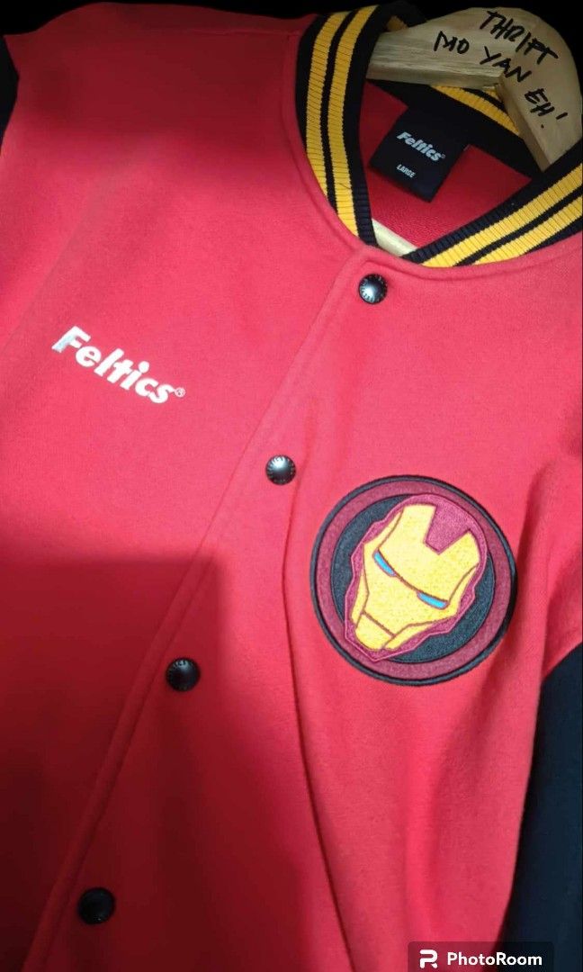 IRON MAN VARSITY JACKET BY FELTICS (large), Men's Fashion, Coats