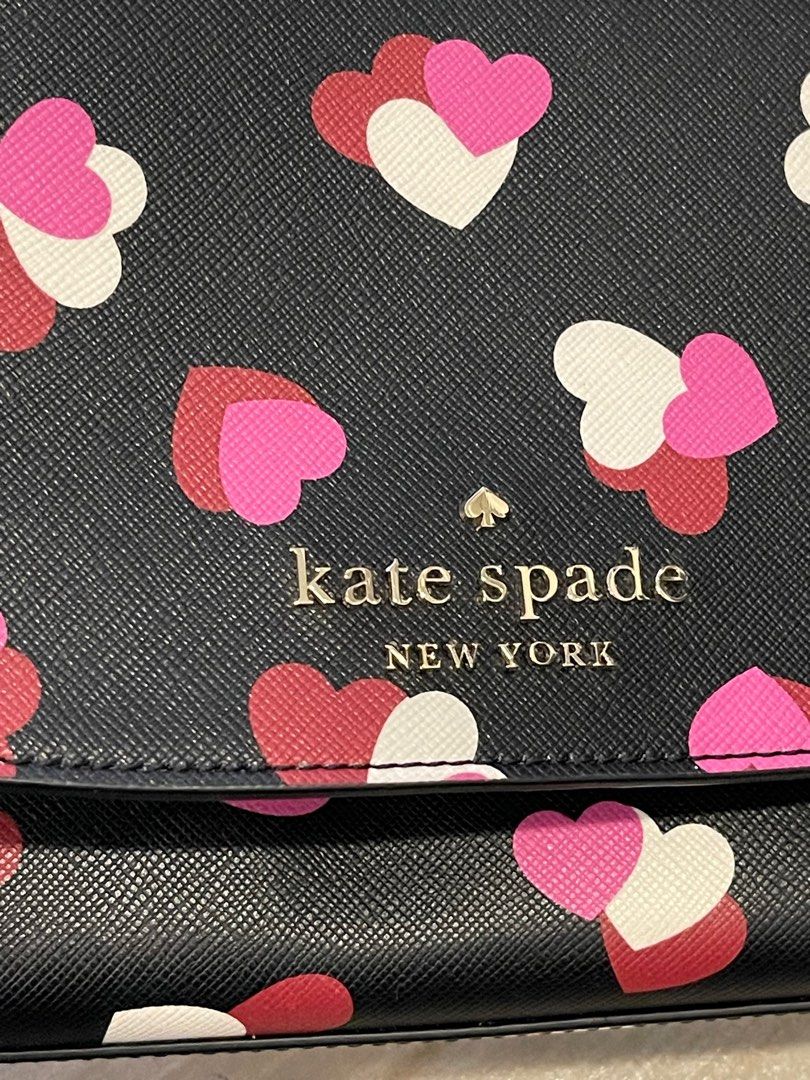 Kate Spade Cameron Carson Convertible Crossbody Flutter Heart Black Pink  Multi 
