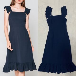 LAB Vonda Pleated Strap Dress (Navy)
