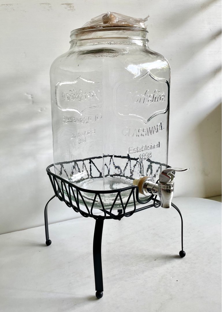 Large 8L Yorkshire Glassware Drinks Beverage Water Dispenser Cocktail