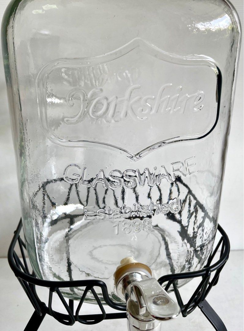 Large 8L Yorkshire Glassware Drinks Beverage Water Dispenser Cocktail