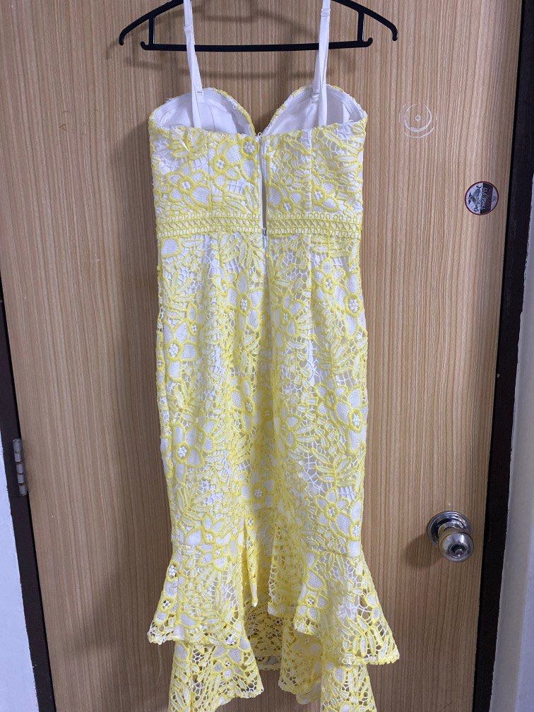 Lipsy yellow lace dress clearance