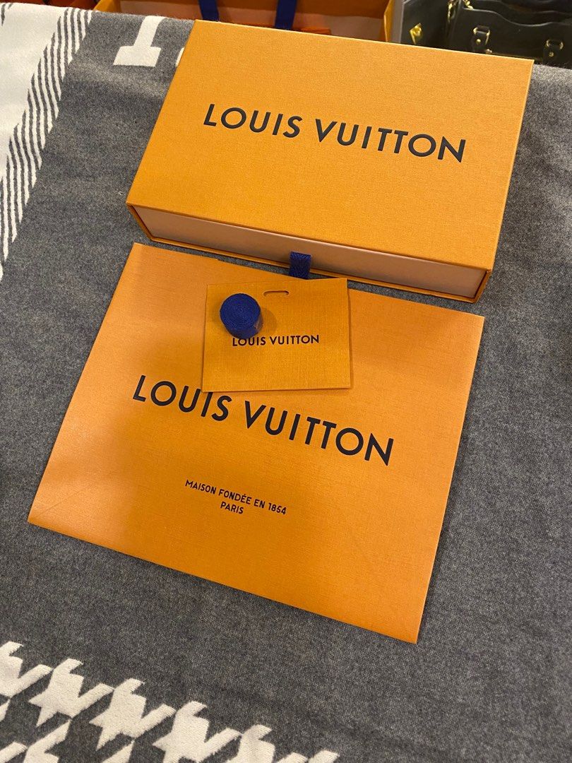 LOUIS VUITTON AUTHENTIC BOX AND PAPERBAG SET (also with ribbon and gift  dedication tag) - IN PERFECT BRAND NEW CONDITION - HARD MAGNETIC BOX (LV),  Luxury, Bags & Wallets on Carousell