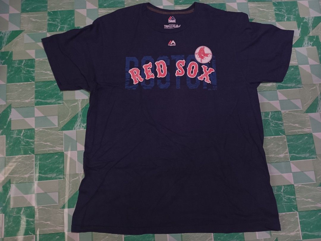 Majestic BOSTON RED SOX Long Sleeve Navy Blue T-Shirt Size M