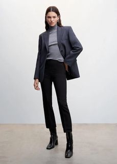 MANGO Classic black straight-cut crop tapered trouser pants (from Php2,295)