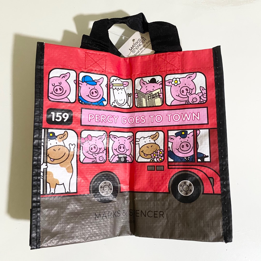 Marks Spencer Percy Pig Goes To Town Woven Tote Bag