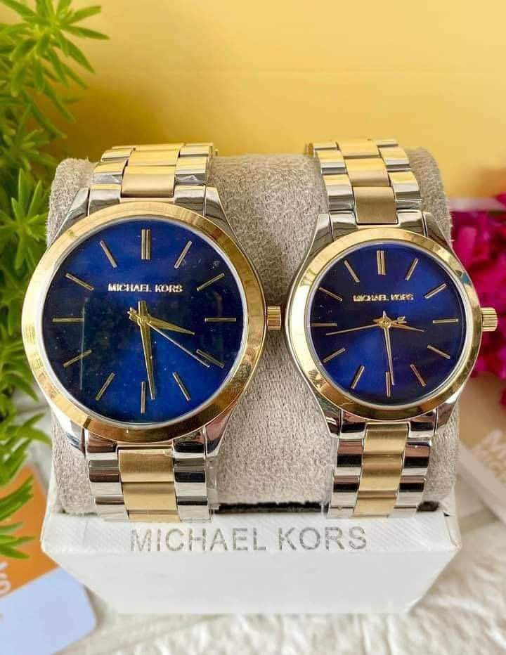 Mk gold watch with blue deals face