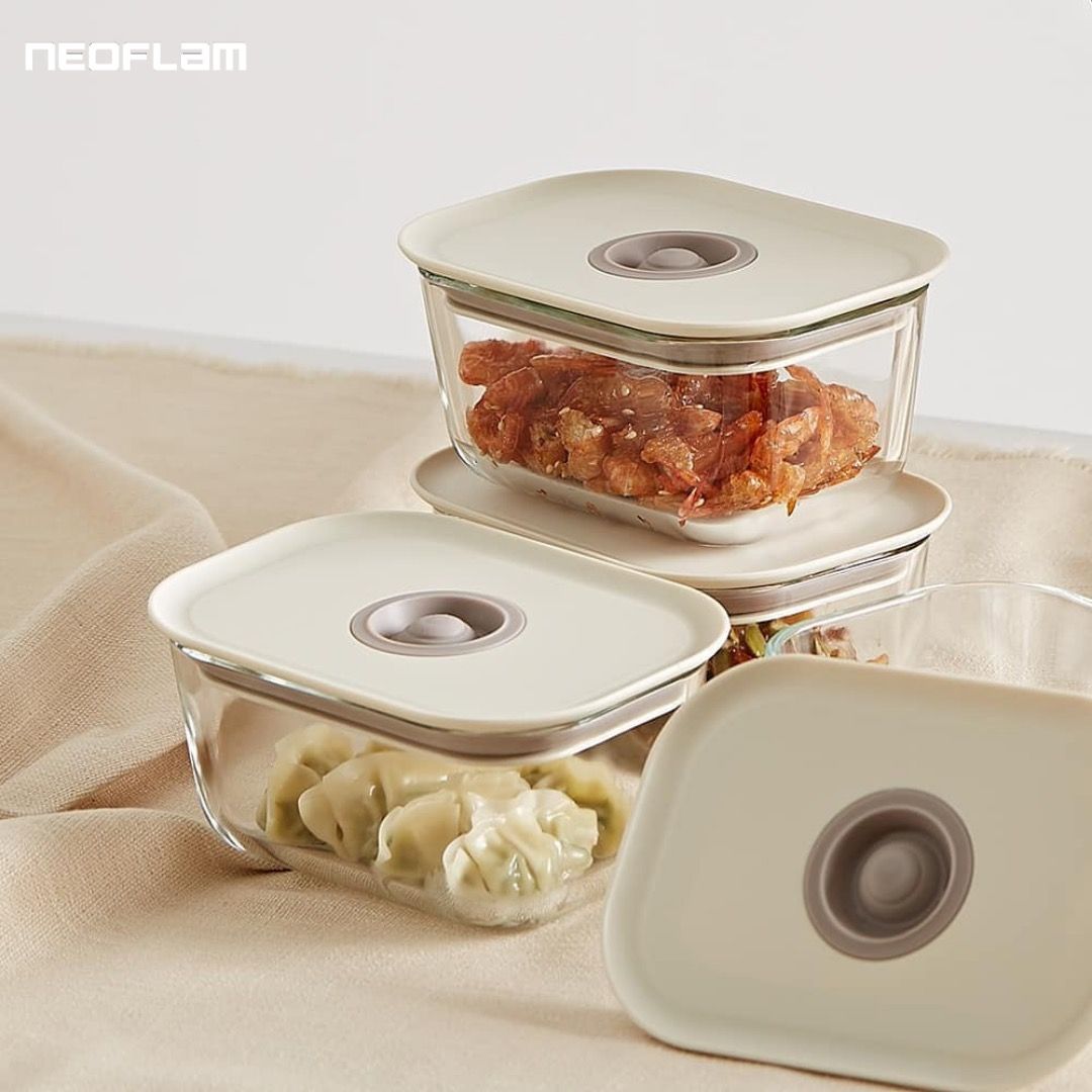 neoflam fika clik glass food storage containers set (set of 3)