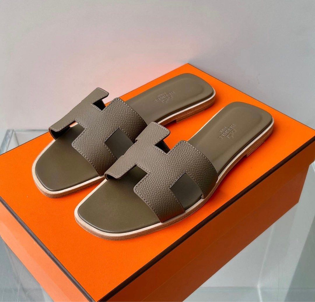 Hermes Oran Sandal Bleu Glacier Epsom, Luxury, Sneakers & Footwear