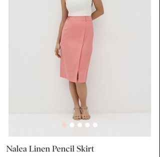 NEW WITH TAG! Love bonito pink coral Nalea Linen Pencil Skirt midi slit bodycon rok merah muda koral