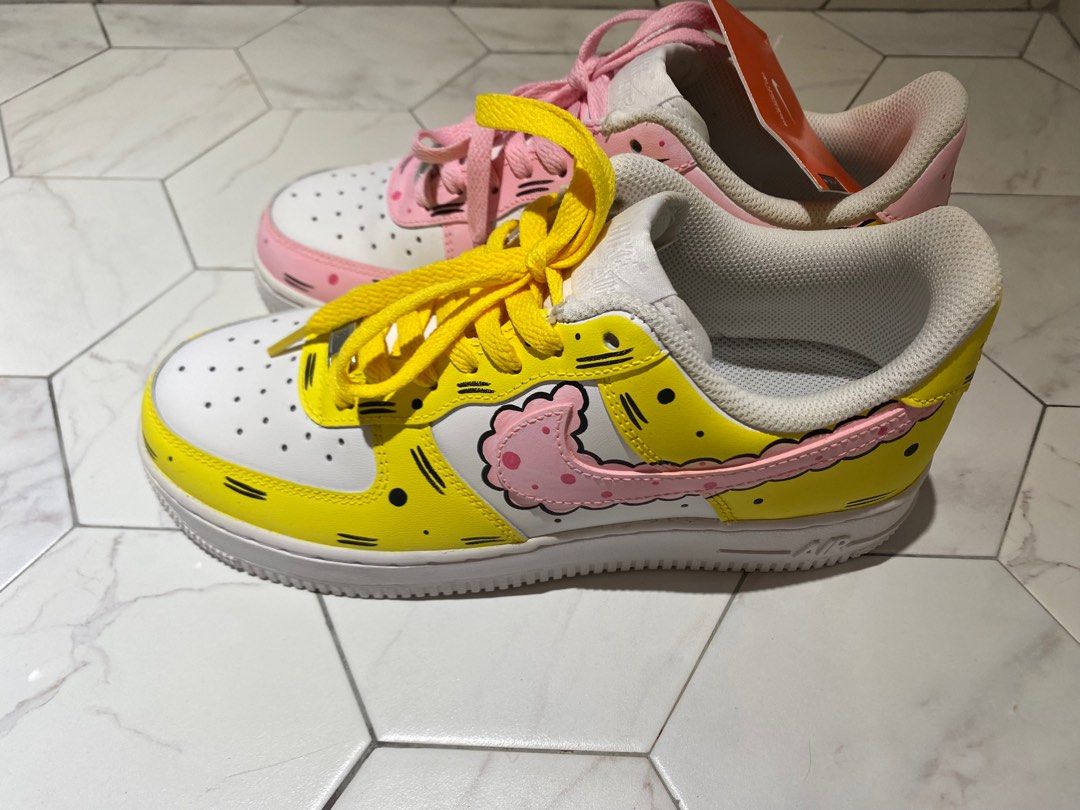 Custom yellow air force ones hot sale