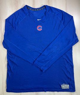 Buy the Mens Blue Chicago Cubs Short Sleeve Collarless Button-Up