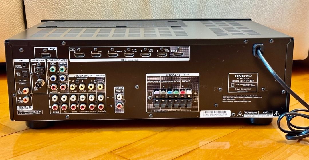 ONKYO HTR393 5.1 套裝 (連 後置牆架 + 超長喇叭線), 音響器材, Soundbar、揚聲器、藍牙喇叭、耳擴
