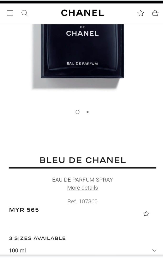 Chanel Bleu De Chanel 107360 EDP Spray 3.4 Fl.Oz (100 Ml) 