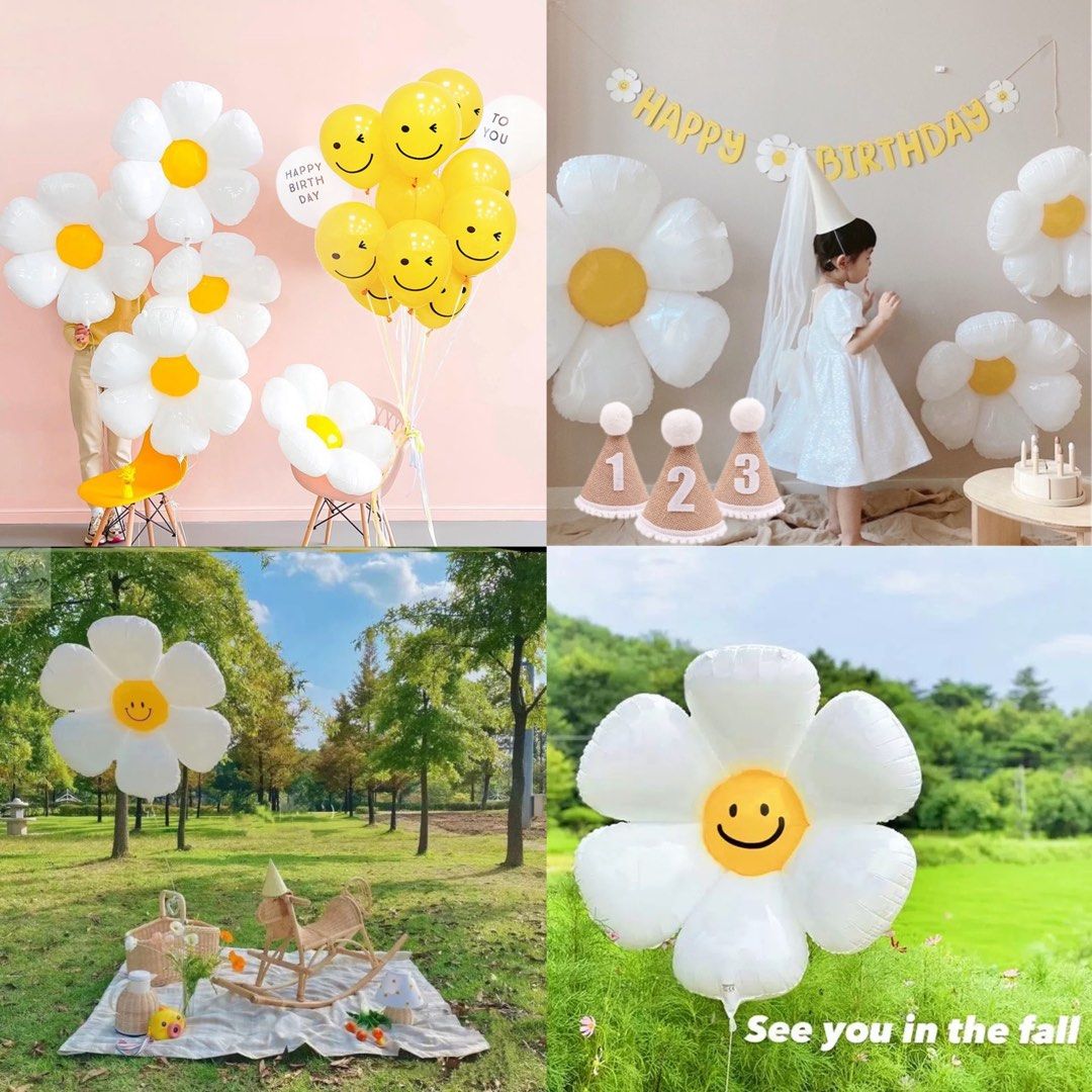 Daisy Themed Birthday Banner Kit - 2-Piece Yellow Paper Bunting, DIY Decoration For Baby Shower, Parties - View #3