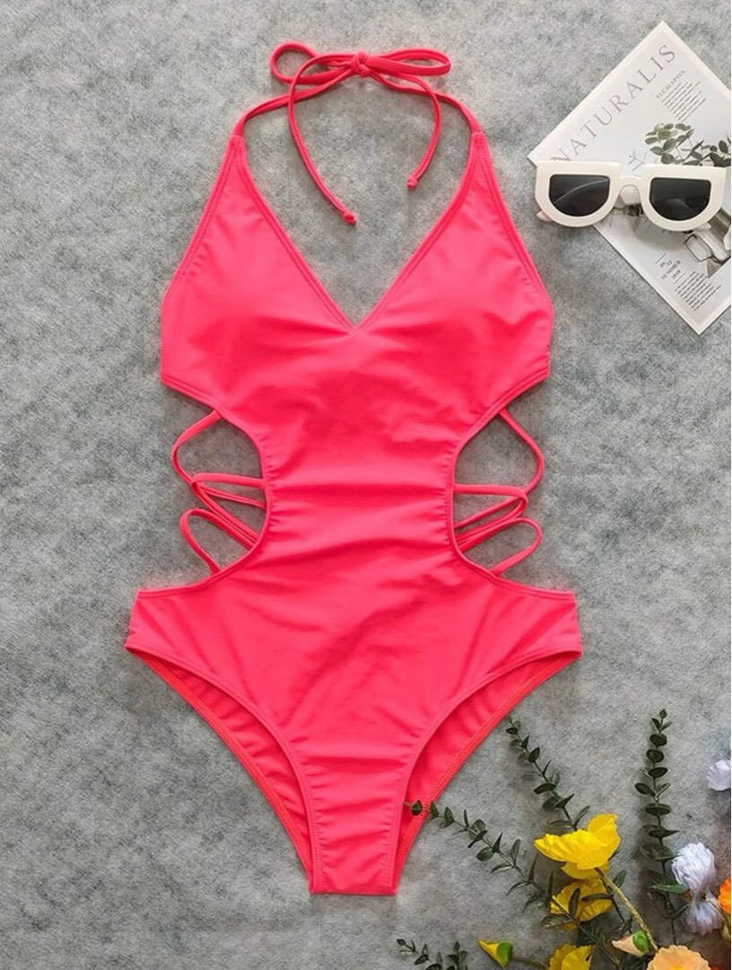 Plain pink swimsuit best sale