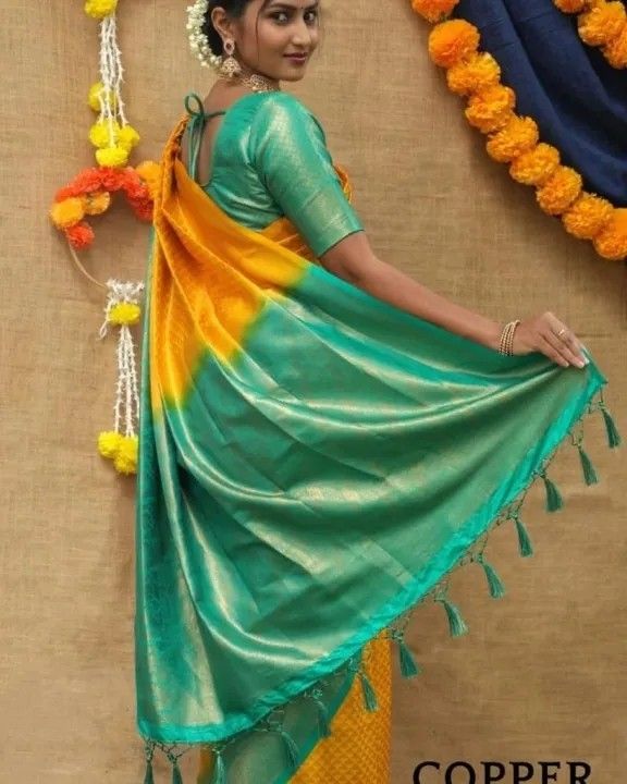 Silk Saree with blouse in Sea green colour 1011