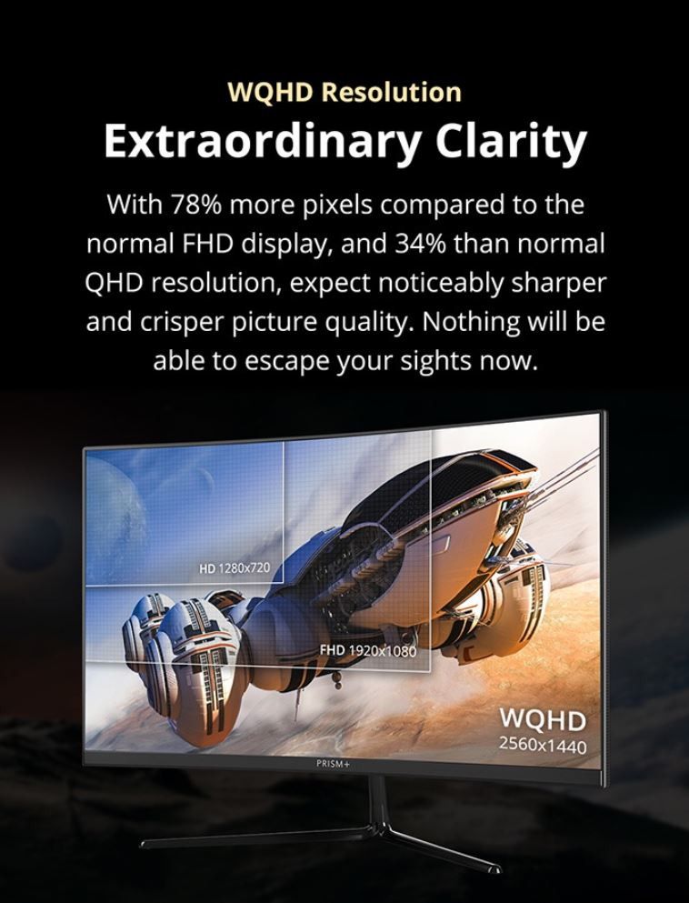 PRISM+ X315 PRO 31.5 165Hz 1ms Curved WQHD, Computers & Tech, Parts & Accessories, Monitor