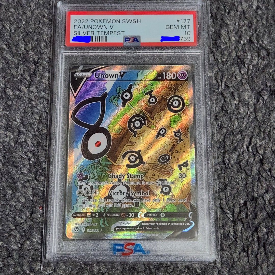 2022 Pokemon Silver Tempest Full Art UNOWN V #177 PSA 10 Gem Mint