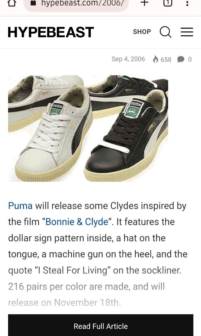 Puma Clyde Bonnie Clyde Limited Edition
