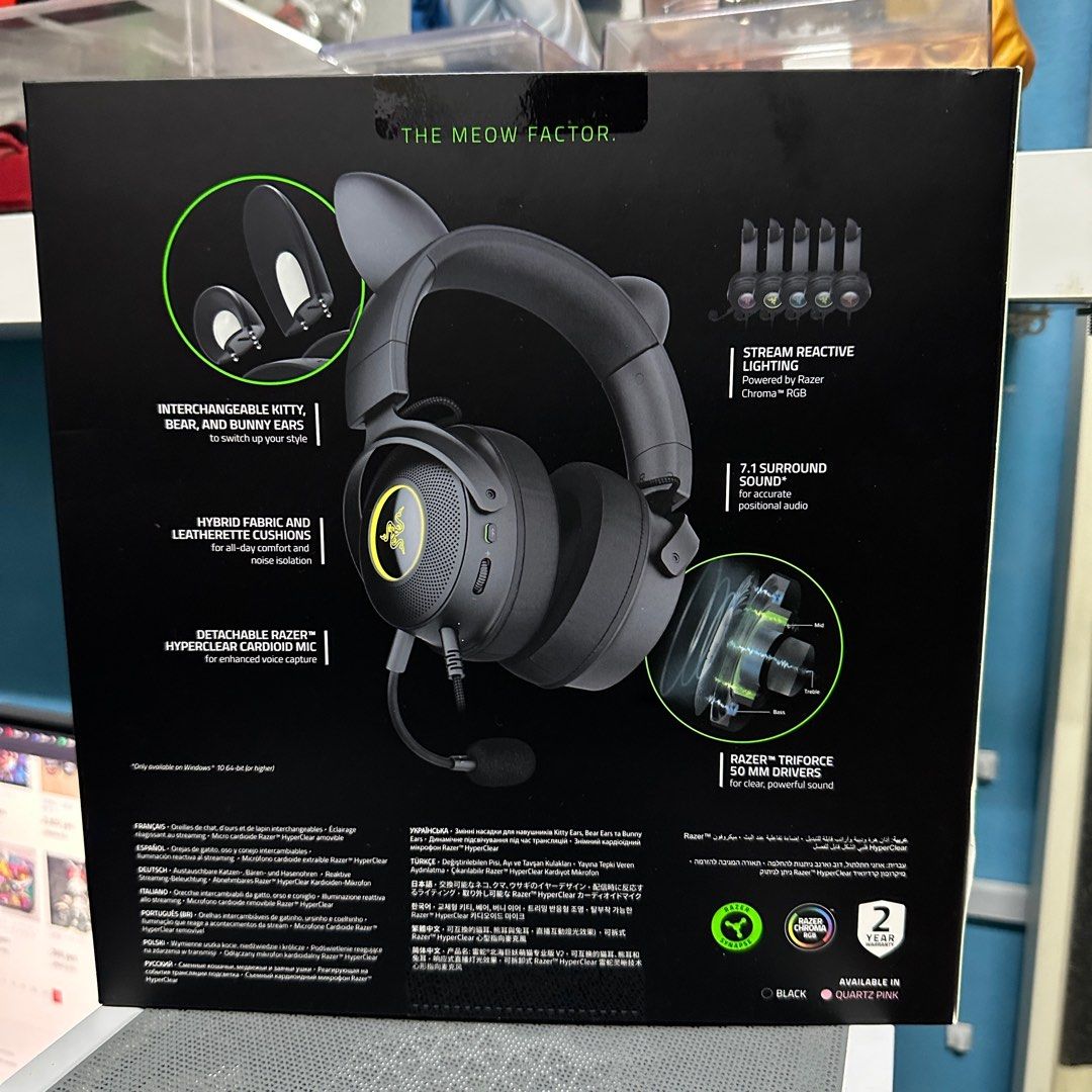Razer Kraken Kitty V2 Pro Wired Gaming Headset for PC, Interchangable Ears,  Chroma RGB, Black
