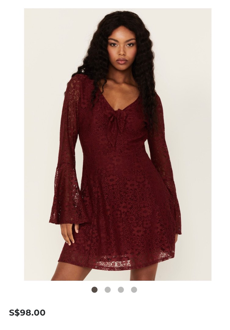 Red Lace Dress Hollister Co US, Women's Fashion, Dresses & Sets, Dresses on  Carousell
