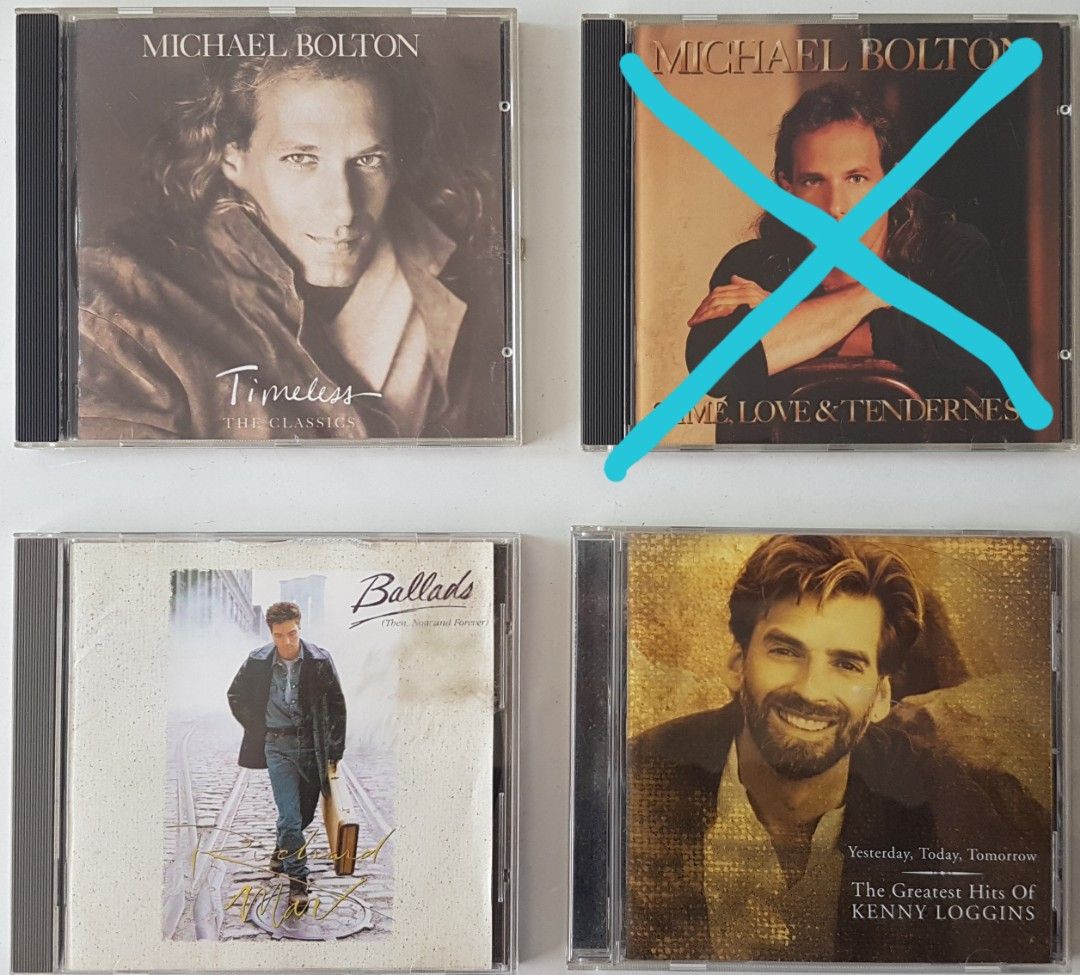 Rock Ballads CDs ( Michael Bolton / Richard Marx / Kenny Loggins ) (Category: CDs & DVDs) located in Singapore. Submitted by jonash2021 (Listing ID 1253889846, Image 1). Description: Rock Ballads CD (Michael Bolton / Richard Marx / Kenny Loggins) $8 per CD ("X" = Sold) Take all 3 CDs for $22 only. CDs are in fair & playable conditions, not for fussy buyer. Self collect at Kovan MRT NE13 Exit A (from station control exit side) OR postage by normal