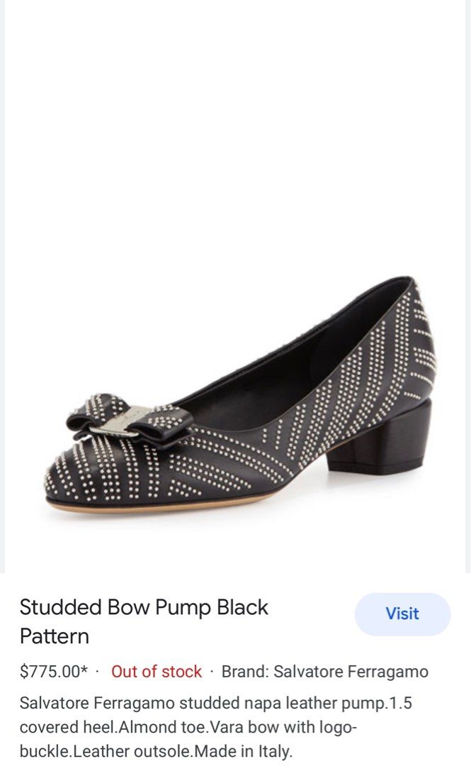 Salvatore Ferragamo Studded Vera Bow Pump Shoes