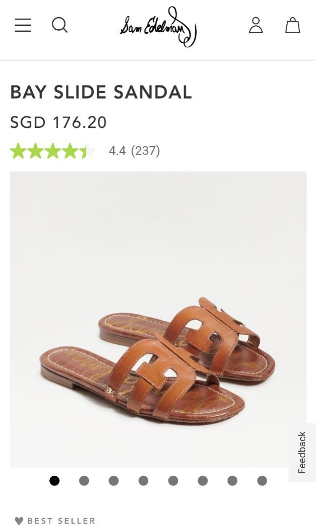 Sam Edelman Bay Slide Sandal in Saddle Leather Brown Size 8.5