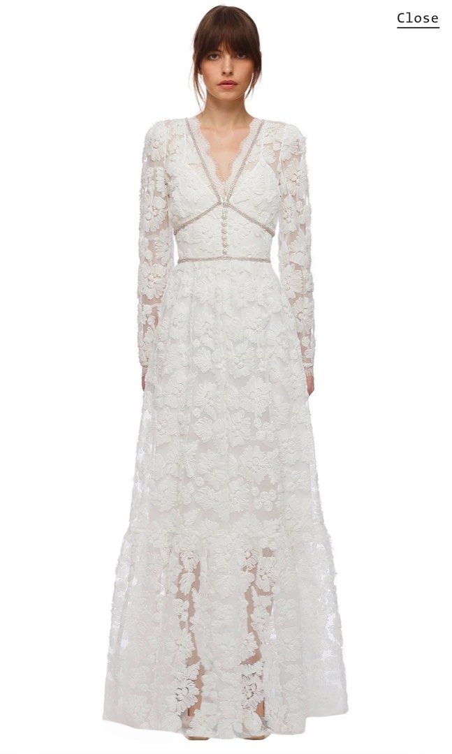 SELF PORTRAIT RIBBON LACE MAXI DRESS, Fesyen Wanita, Pakaian Wanita, Gaun &  Rok di Carousell