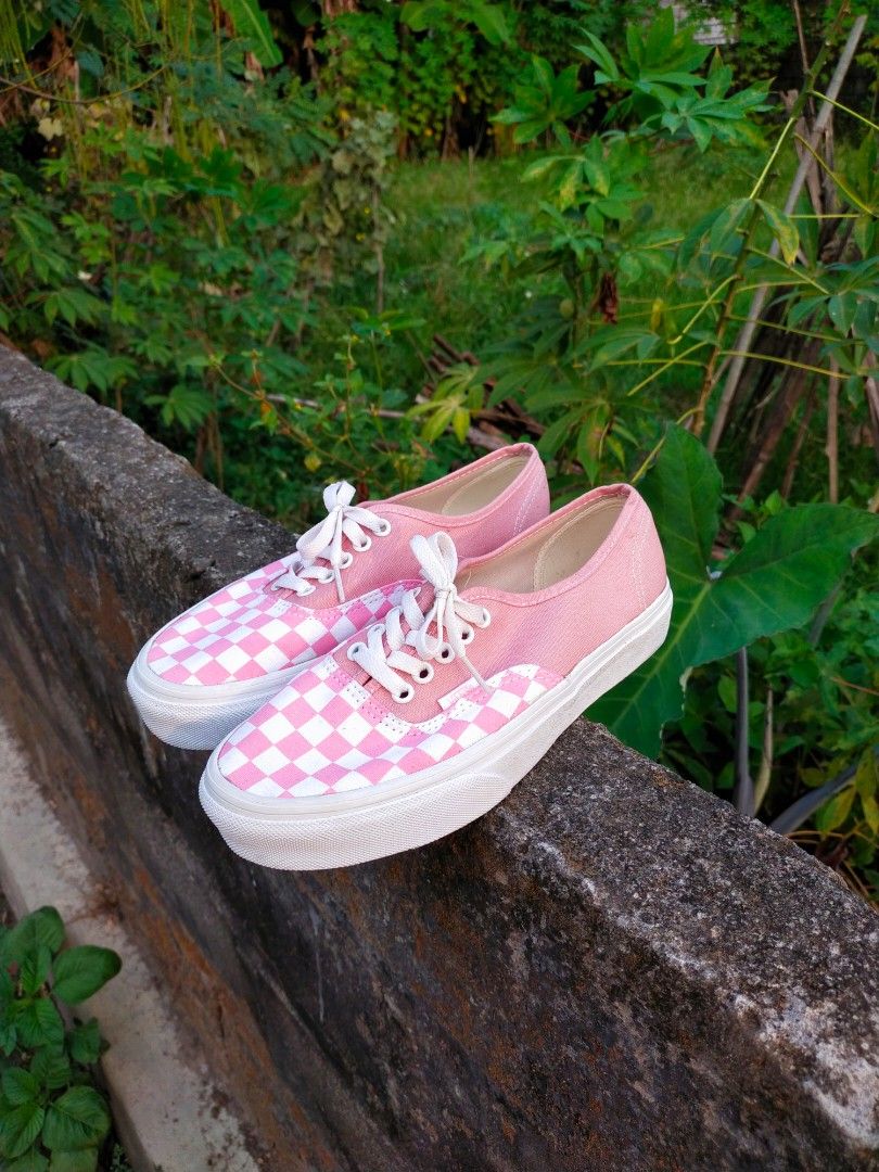 Sepatu Vans Authentic Checkerboard Pink White Fesyen Wanita