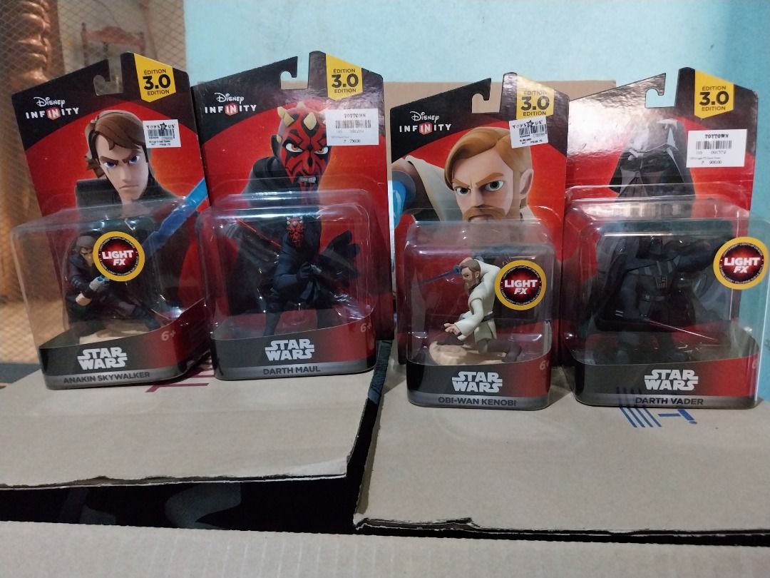 Disney Infinity and other figures (Category: Figurines & Statues) located in Makati City. Submitted by g3labee (Listing ID 1253894618, Image 1). Description: Original prices when the items were obtained: Darth Vader - 900 Luke Skywalker - 849 Obi-Wan Kenobi - 849 Anakin Skywalker - 849 Darth Maul - 750 Stitch - 879 Hulk Buster - 749 (SOLD) Toothless - 299.