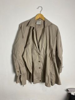 Shop at Velvet asymmetric cream blazer - blazer coklat