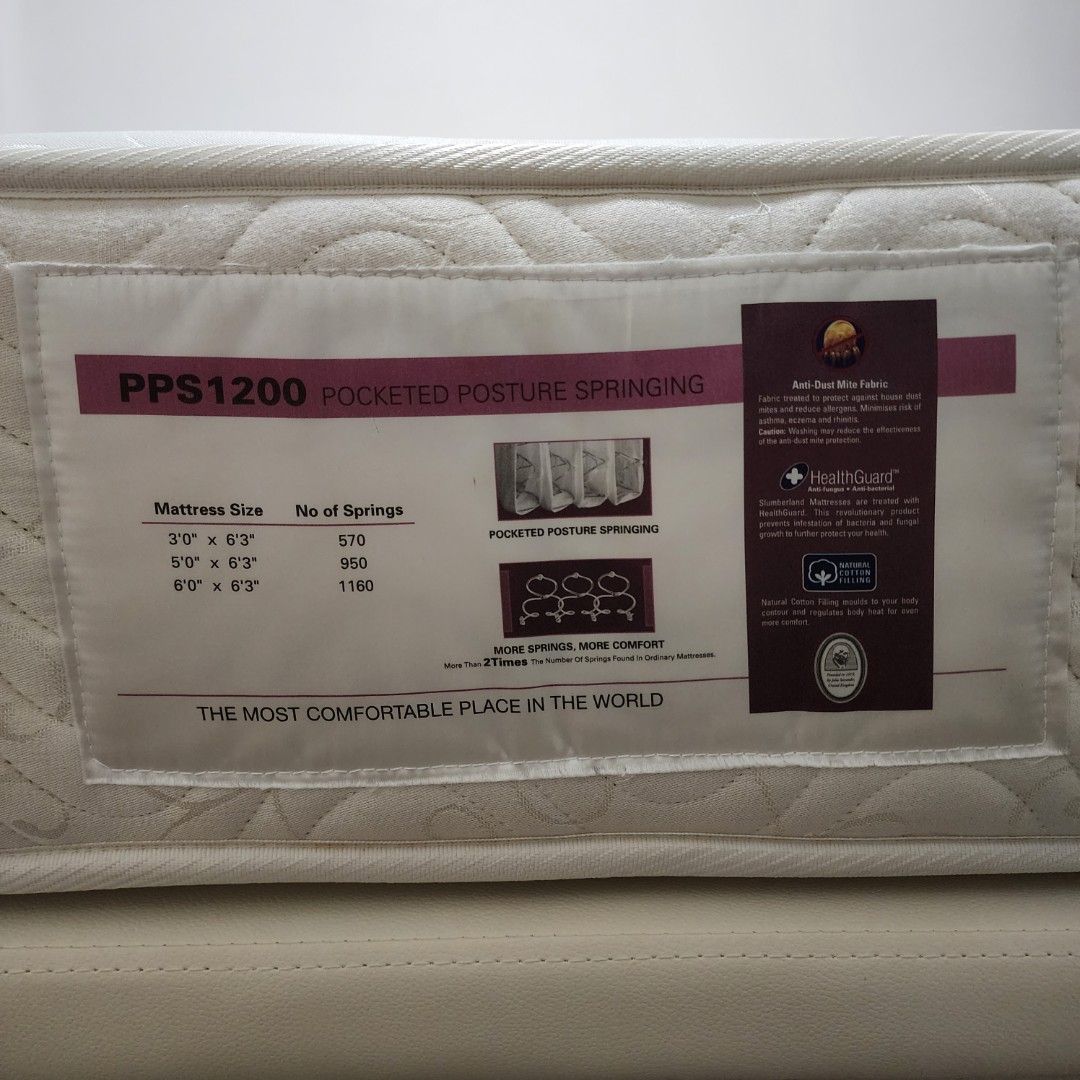 Slumberland QUEEN size mattress with Storage bed frame, Furniture