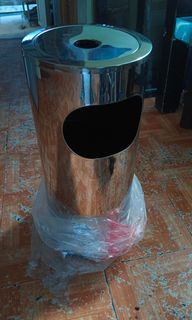 Stainless Steel Trash Bin 26 x 60cm with Cigarette Hole