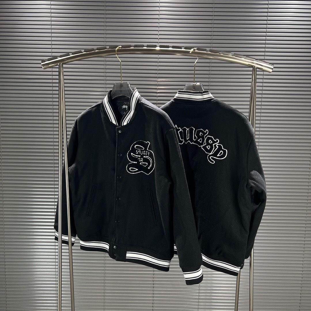 Stussy jacket Casentino Wool Varsity Jacket 斯圖西大S刺繡字母棒球