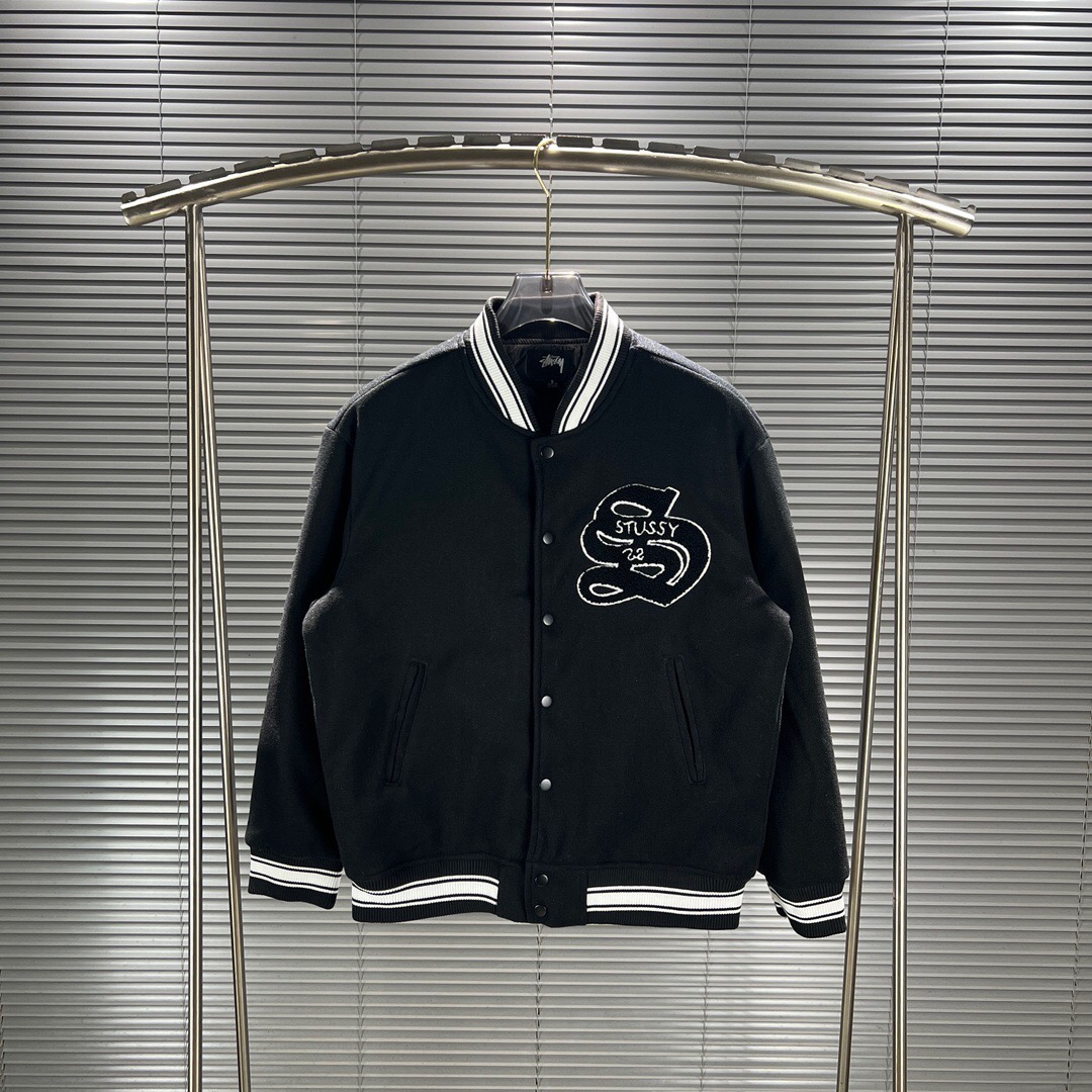 Stussy jacket Casentino Wool Varsity Jacket 斯圖西大S刺繡字母棒球 