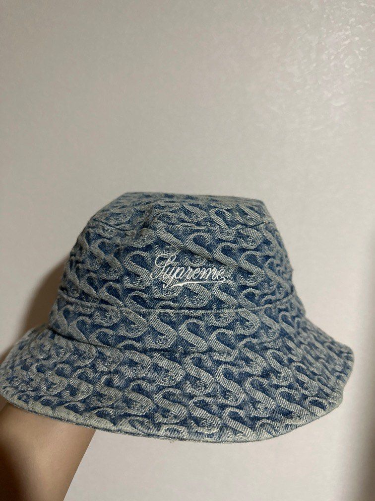 Supreme Monogram Denim Crusher Blue 漁夫帽hats cap, 名牌, 飾物及