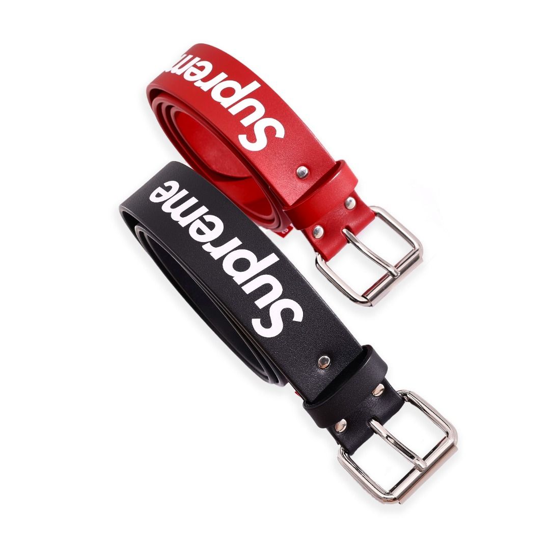 Supreme Repeat Leather Belt Red