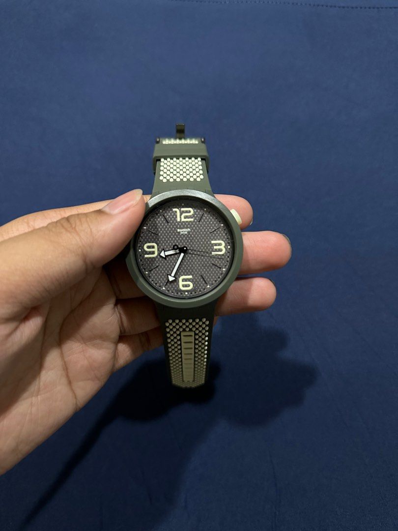 Swatch So27m100 Men s Bbbubbles Green Dial Strap Quartz Watch